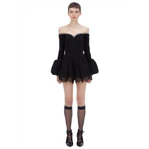 SELF-PORTRAIT Black Puff Crepe Playsuit UK 8 NWT